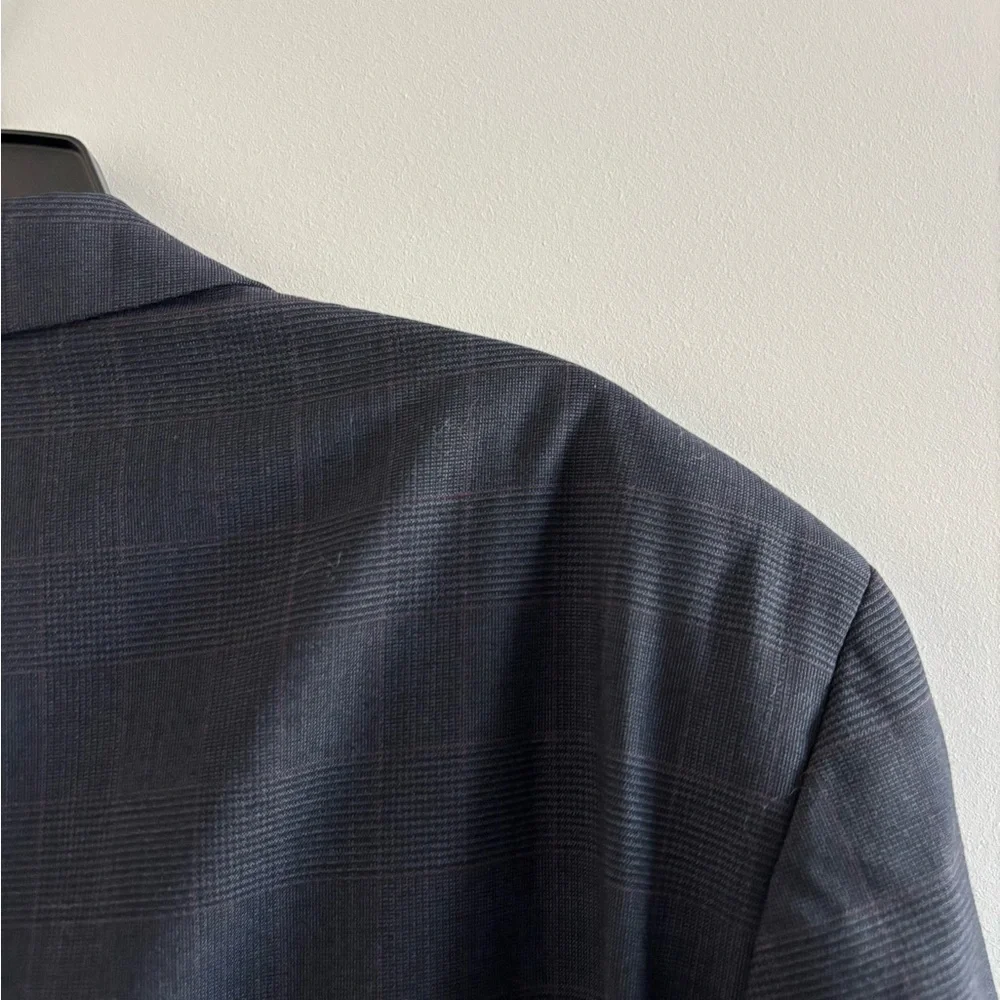 VTG Chaps Ralph Lauren Blazer Sport Coat Navy Blue Wool Plaid Mens 44T Old Money